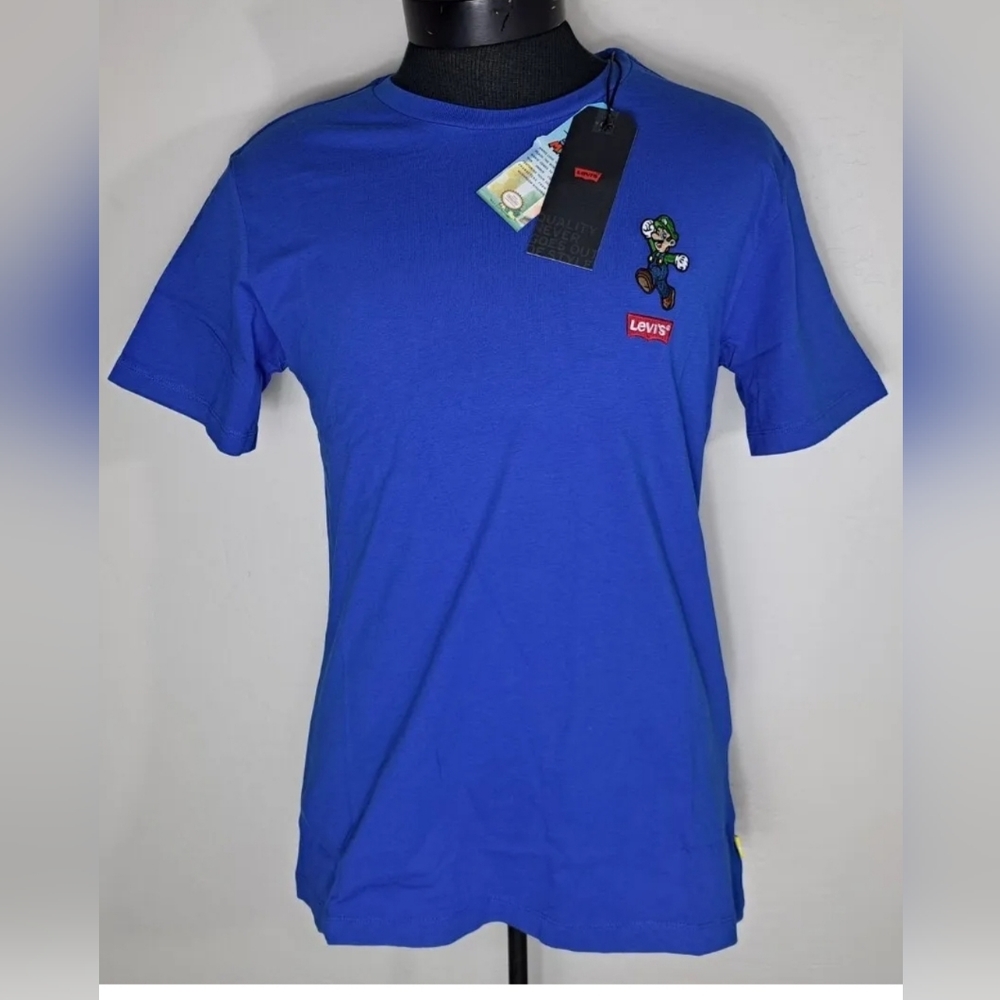 Levis X Super Mario Mens Luigi Blue T shirt size Small NWT